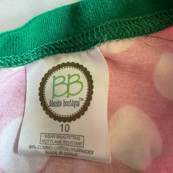 Blanks Boutique Childrens Size 10 Unisex Red/White/Green Pajama Set - Picture 2 of 2